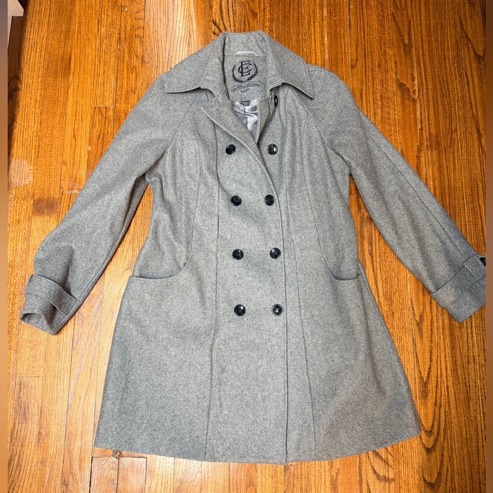 Chic Gray Double-Breasted Women's Trench Coat